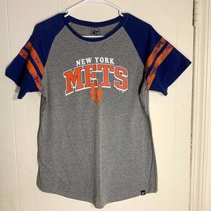 Womens New York NY Mets Short Sleeve T-Shirt Size L Brand 47 Sports Shirt